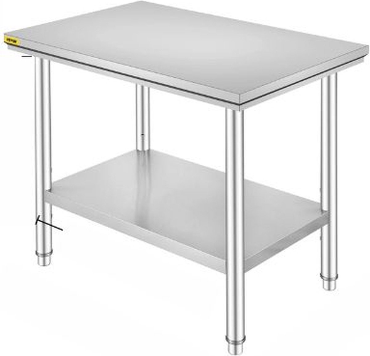 MensStore Keuken Werktafel - Keukeneiland - Roestvrijstalen Keukentafel - Belastbaar Tot 130kg - Keuken - Horeca - 90 x 60 x 80cm