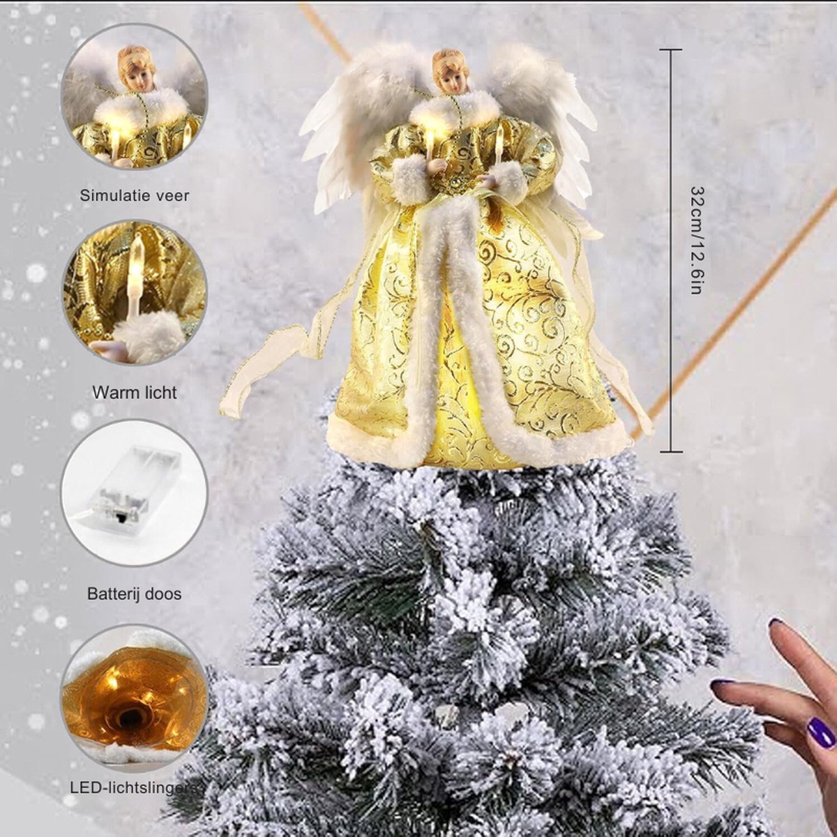 CIMIER DE SAPIN ANGE ROUGE ET OR GOODWILL