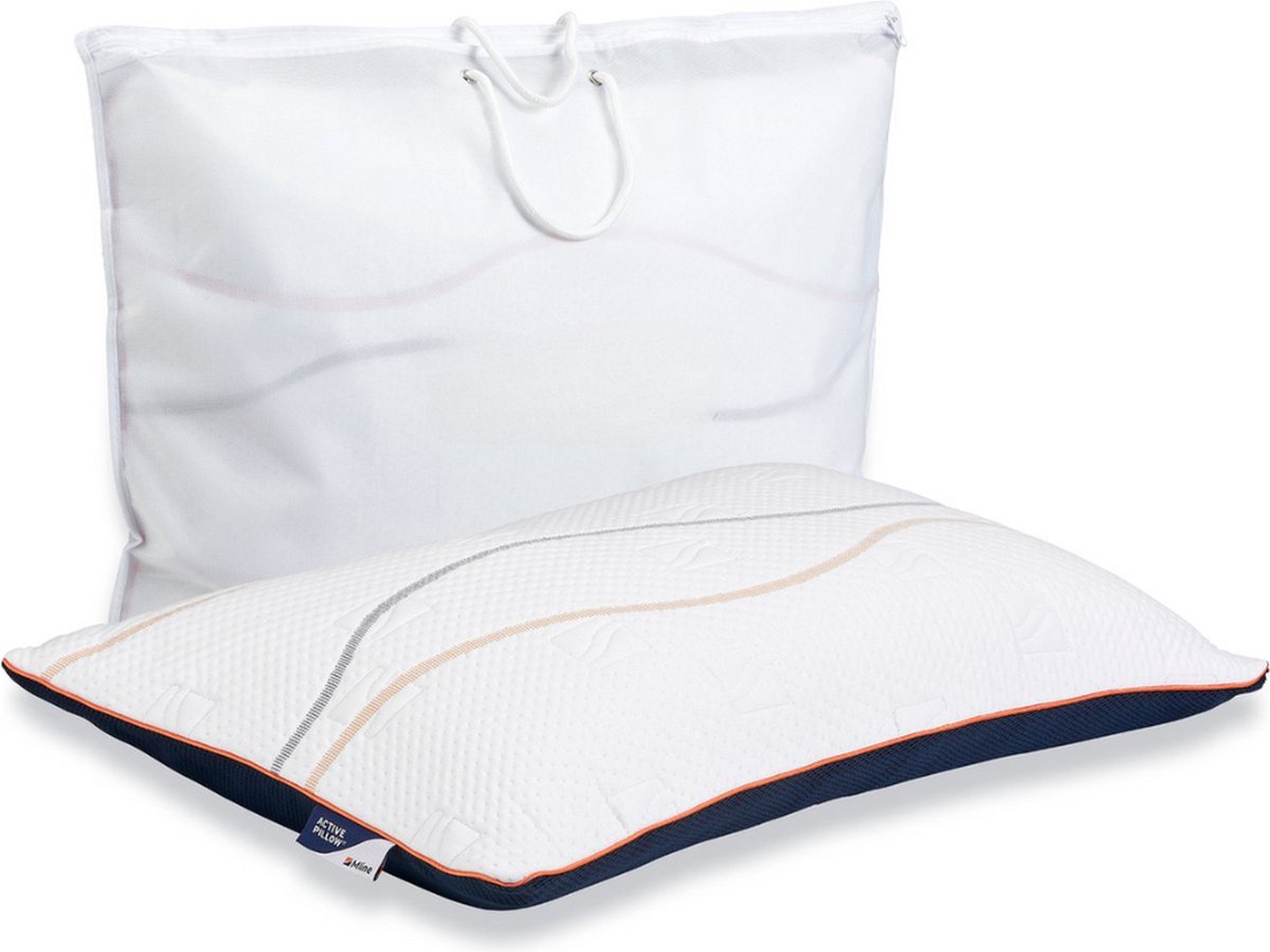 Active Pillow | Hoofdkussen | 15 cm hoog | Ergonomisch | Zomerzijde en winterzijde | Geschikt voor rugslapers en zijslapers | Wasbare tijk op 40 graden | Ventilerend | Anti allergeen | Traagschuim |