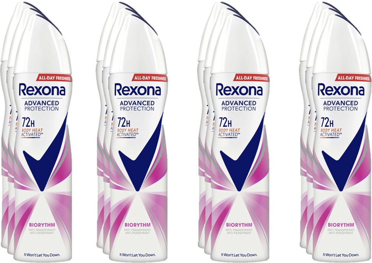 Goedkoopste Rexona Deospray Biorythm - Voordeelverpakking 12 x 150 ml