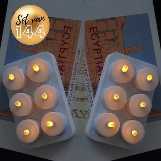 Ozocozy - Oplaadbare Waxinelichtjes - 144 Stuks - Met Afstandsbediening - 48+ Branduren - Timerfunctie - Theelichtjes - Horeca Kaarsen - Oplaadbare LED Kaarsen - Veilig & Duurzaam