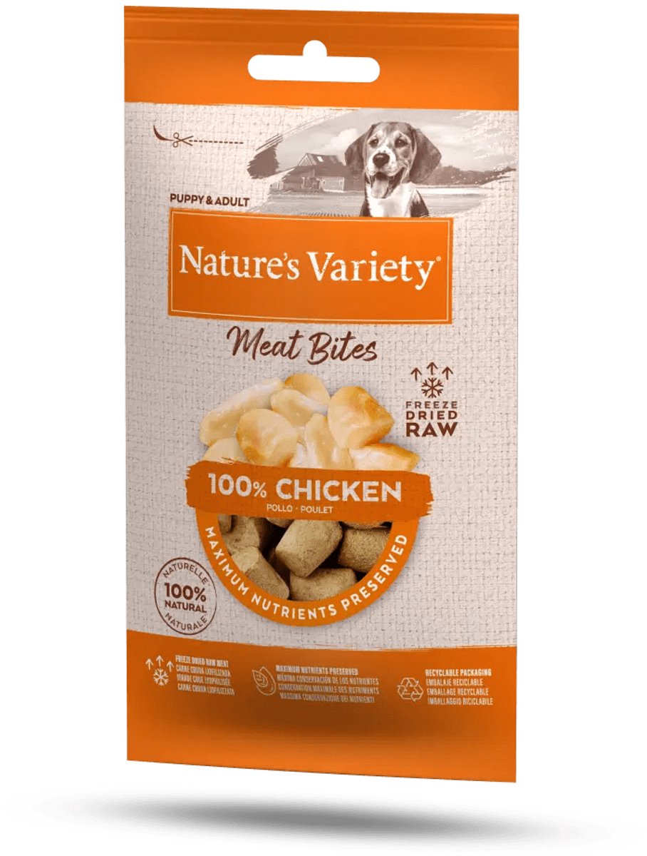 Gevriesdroogde Hondensnacks Natures Variety - 100% Kip - 20 Gram