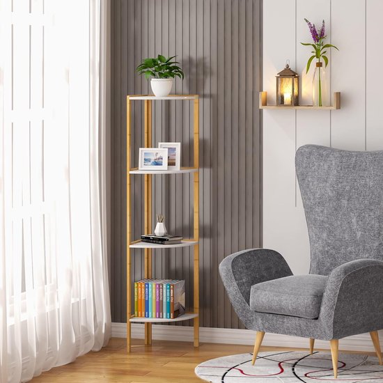 4-laags badkamer hoekplank, hout-kunststof vloerplank, vochtbestendige blanco gesneden opslagplank, voor woonkamer, keuken, slaapkamer, kantoor 84,5x 18x 22 cm 4-laags badkamer hoekplank, hout-kunststof vloerplank, vochtbestendige blanco gesneden opslagplank, voor woonkamer, keuken, slaapkamer, kantoor 84,5x 18x 22 cm