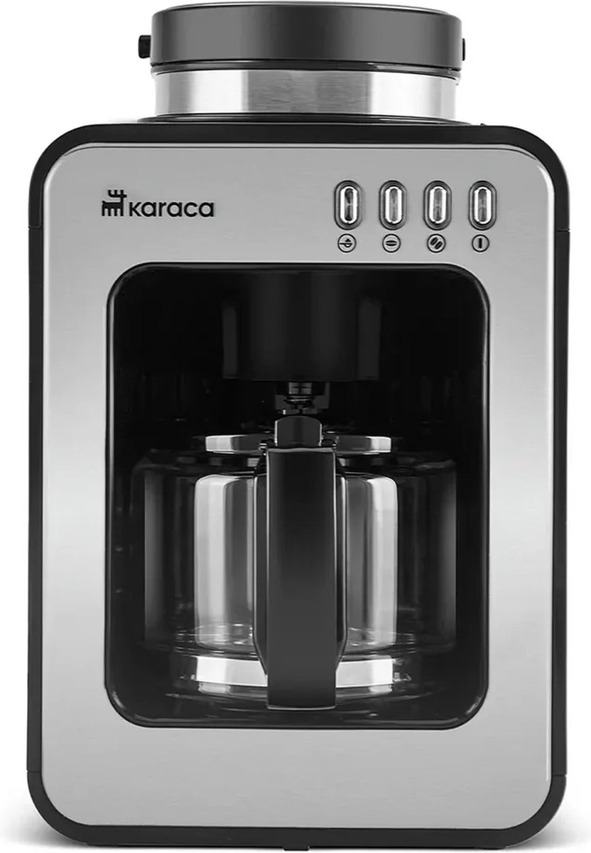 Karaca Grindmaestro - Filterkoffiezetapparaat met Ingebouwde Molen - 0,5L - 600W - Inox