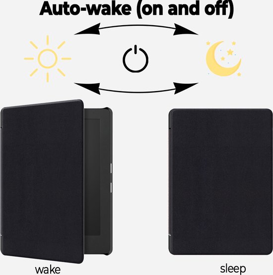 Lunso Geschikt voor Kobo Aura H20 Edition 2 hoes (6.8 inch) - sleepcover - Zwart - (niet voor de Kobo Aura edition 2) — afbeelding 5