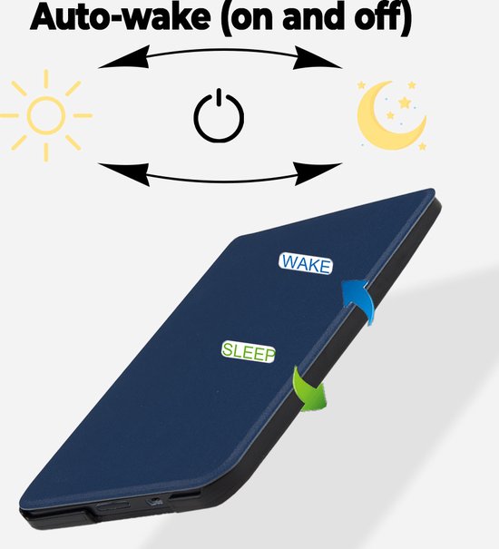 Lunso Geschikt voor Kobo Clara HD hoes (6 inch) - sleepcover - Blauw van Lunso — afbeelding 4