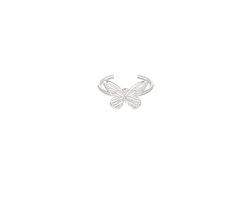 Minimalistische ring met vlinder - Yehwang - Verstelbare ring - One size ring - Dames ring - Stainless Steel (verkleurt niet!) - Waterproof ring - Nikkel vrij - Kerst cadeau - Sinterklaas cadeau - Valentijn - Moederdag - Tiener ring - Zilveren ring