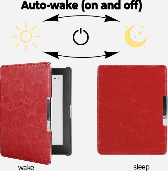 Lunso Geschikt voor Kobo Aura Edition 1 hoes (6 inch) - sleepcover - Rood van Lunso — afbeelding 5