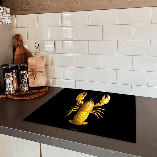 KitchenYeah® Protection plaque induction 59x52 cm - Cancer - Jaune - Abstrait - Homard - Protege plaque de cuisson - Couvre plaque induction - Protecteur d'induction - Cuisine
