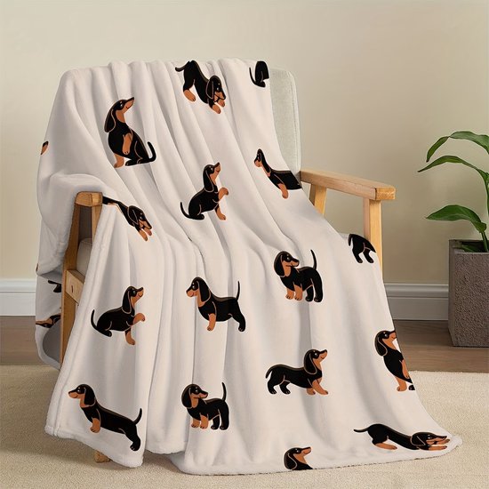 LAMAME Teckel Hond Gedrukt Oversized Hooded Deken Deken Hoodie Grote Zak Hooded Deken