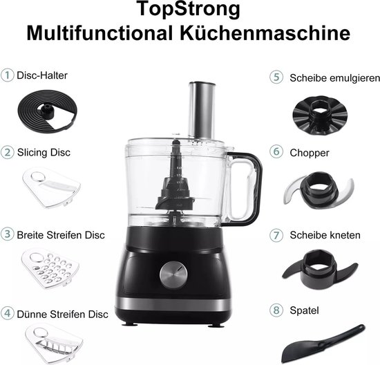 Mygroot - Keukenmachine - 8 in 1 - Multifunctioneel - vele hulpstukken- Zwart. van Mygroot — afbeelding 2