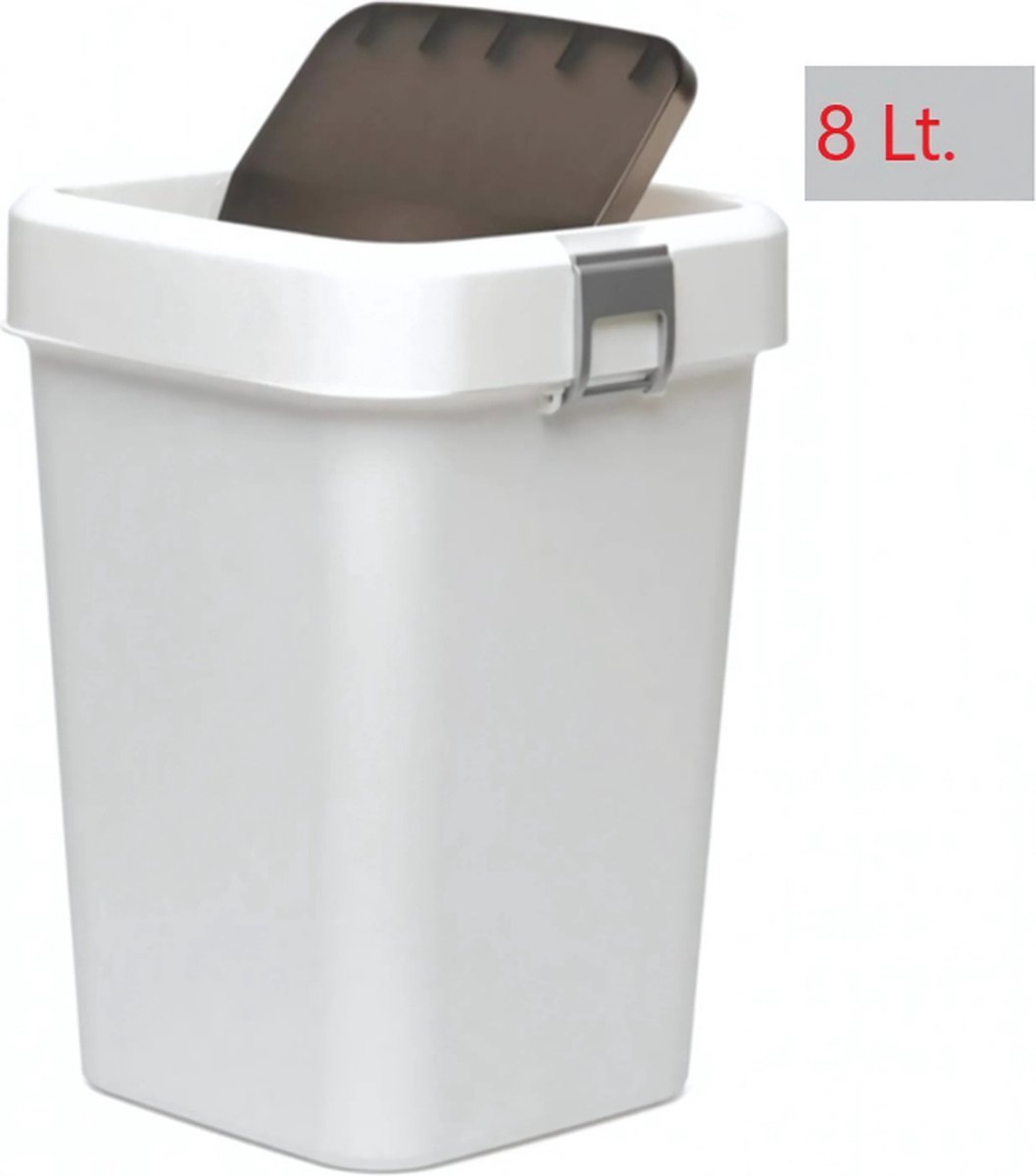 Goedkoopste Motek® - Comfort Dust Bin Afvalbak 8,lt - Prullenbak - Afvalscheiding - Gemaakt van Gerecycled Plastic - Wit