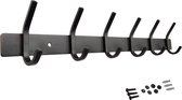 Hoexs Wandkapstok 12 Haken - 45cm - Zwart - RVS - Hangende Kapstok - Inclusief Montagemateriaal - Kapstokken