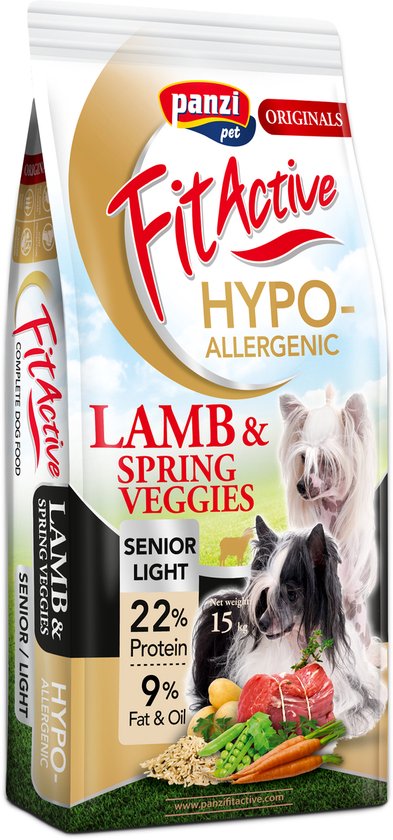 Fit Active Senior - Hypoallergeen hondenvoer voor oudere honden of met overgewicht - Voor alle kleine hondenrassen - 15kg