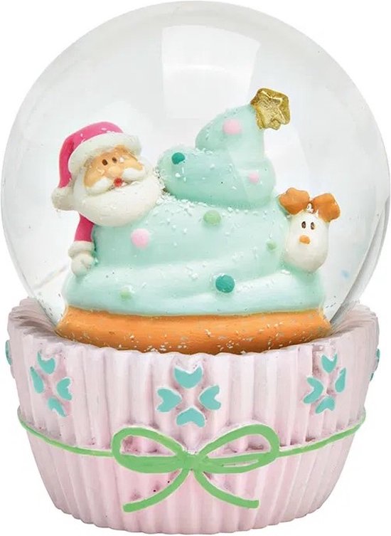 Wurm - Boule à neige - Père Noël - Sapin de Noël - Chien - Cupcake - Cupcake au pied - Cadeau de Noël - Noël - Décoration de Noël - Ø 6,5 x 8,8 cm - Polyrésine/verre