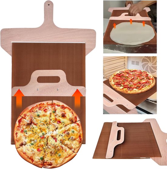 Pizzaschep, schuifpizzaschep, houten pizzaschep met gaten, sliding pizzaschep, keukenaccessoires, pizzaschep voor pizza, brood, gebak