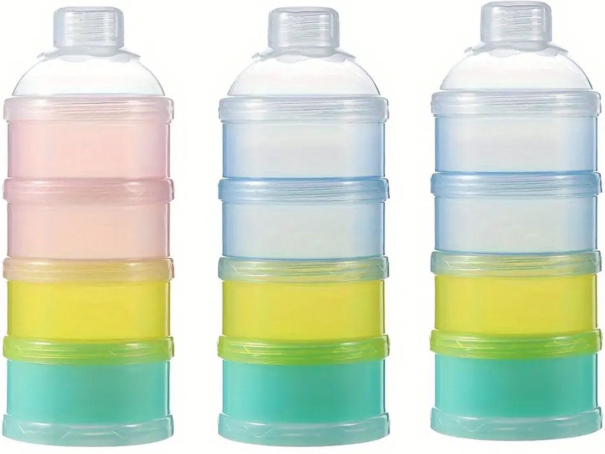 Goedkoopste DW4Trading Melkpoeder Toren 3 Stuks (12 Bekers) - Slimme Opslag Reisbox - BPA Vrij - Kraamcadeau