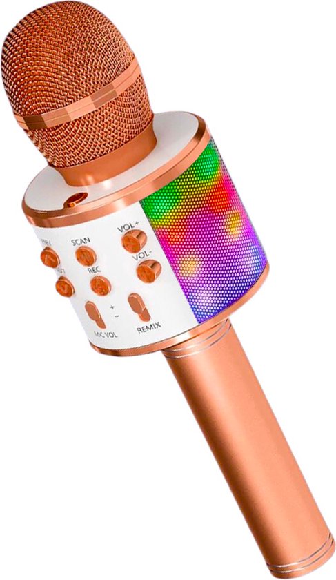 Karaoke Microfoon Bluetooth - Karaoke met LED Licht - Rosé Goud