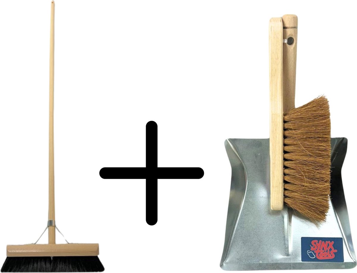 Goedkoopste Synx Tools binnen bezem 50cm Met Handveger en blik bezemset - Stoffer en blik - Bezem en blik - kokosvezel/Paardenhaarmix - Veger en blik - Cocosharen - Paardenhaar - Zaalveger - stoffer - Schoonmaakartikelen