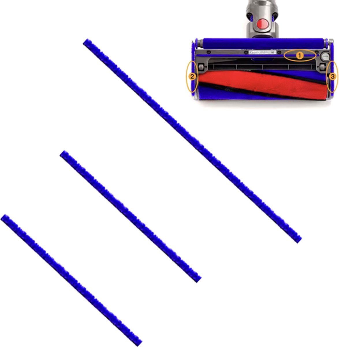 CHPN - Viltjes - Viltjes geschikt voor Dyson stofzuiger - Viltstrips - 3-delig - Geschikt voor V7, V8, V10 en V11 mondstukken - Stofzuiger viltstrips