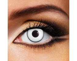 Partylens® kleurlenzen - White Manson - zachte jaarlenzen met lenshouder - Halloween witte contactlenzen