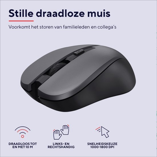 Trust Trezo - Draadloze Toetsenbord en Muis set - Met polssteun - Vlakke toetsen - Qwerty US - Zwart