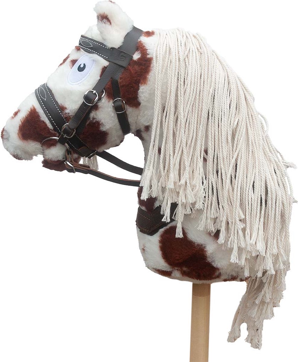 Crafty Ponies Hobby Horse Bruin Bont- Realistisch stokpaard met borsttuig & hoofdstel