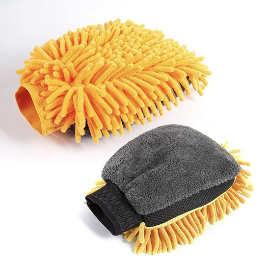 Car Care HPP Microfibre Wash Glove - Éponge de voiture - Lavage de voiture et de moto - Détails - Éponge douce - Éponge de nettoyage - Oranje/ Grijs