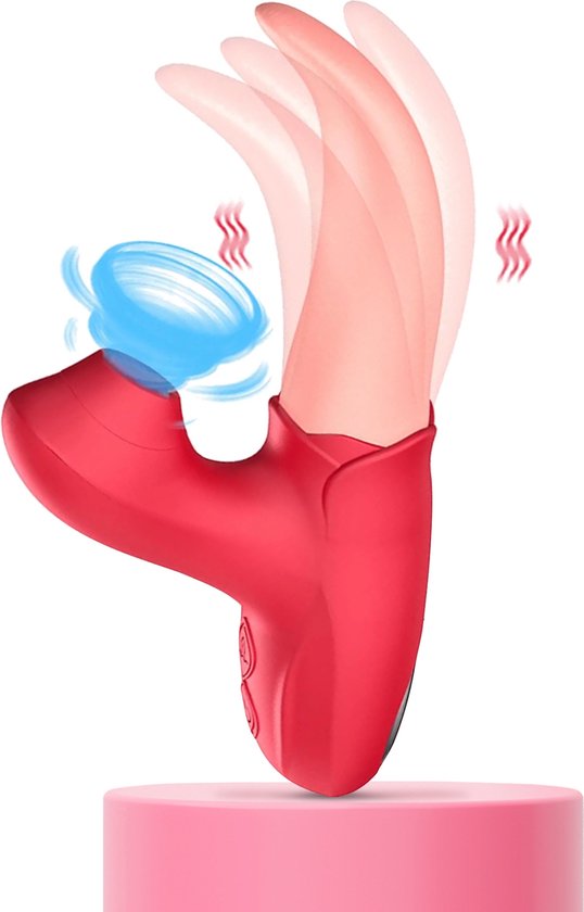 tong vibrator BP Tong Vibrator met Satisfyer - Likkende dildo met 10 zuig- en likstanden  - Silicone