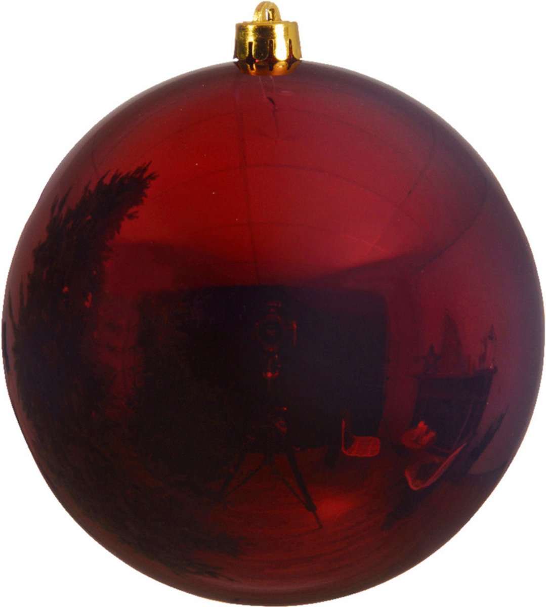 Decoris Kerstbal - 2x - donkerrood - groot - 25 cm - kunststof - glans - kerstversiering