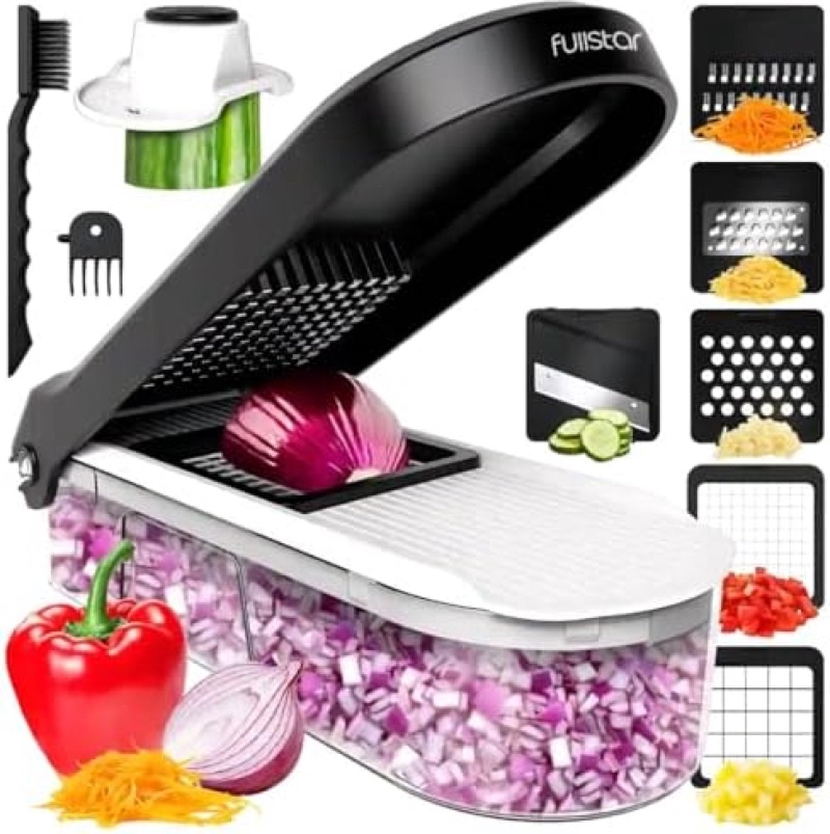 Handmatige Groentesnijder - Keukengereedschap en Gadgets (6-in-1, Compact, Wit)