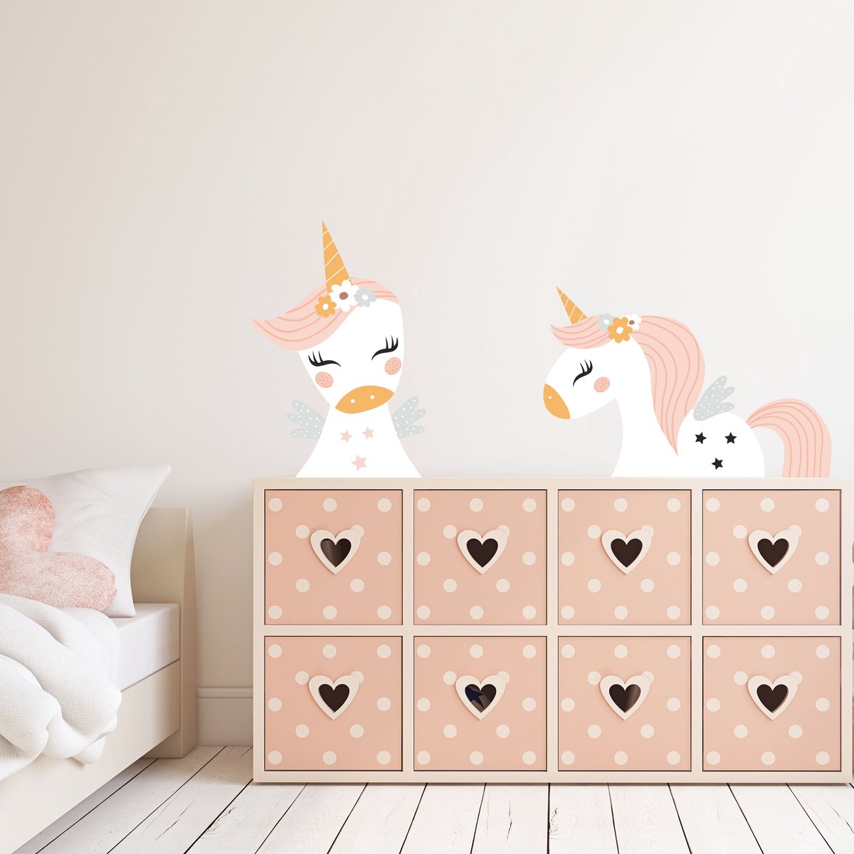 Decochic® - Muurstickers eenhoorn XL - set van 2 - babykamer - kinderkamer - muurdecoratie
