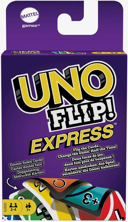 UNO Flip Express - double sided cards - change the game - dubbelzijdige kaarten - Mattel