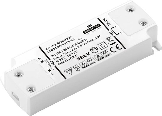 Dehner Elektronik SE 20-12VF (12VDC) Transformateur LED, driver LED Tension constante 20 W 1,67 A 12 V/ DC Convient pour