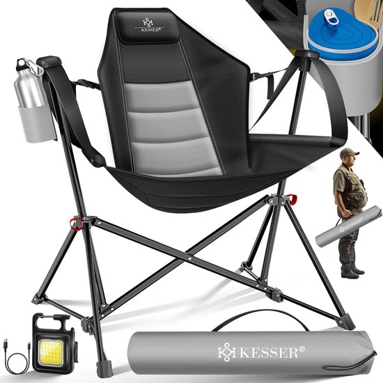 KESSER® Campingstoel opvouwbaar tot 150 kg – Vouwstoel Kampeerstoel met bekerhouder en tas – Rood