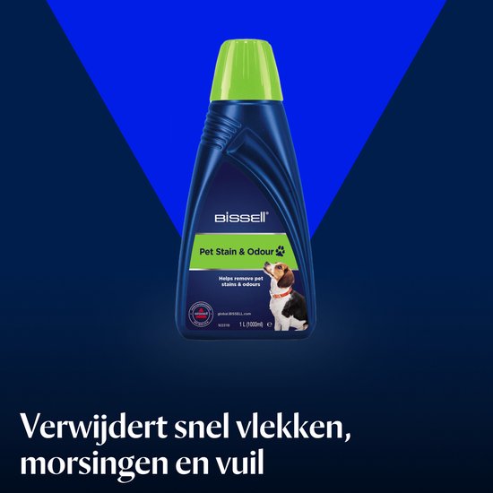 BISSELL Pet Stain & Odour - Nettoyant pour Tapis - Détachants pour Tapis et Tissu d'Ameublement - Solution de Nettoyage pour SpotClean Séries - Nettoyer des taches et Odeurs d'Animaux - Parfum Frais - 1 L - Détachant - 1085N