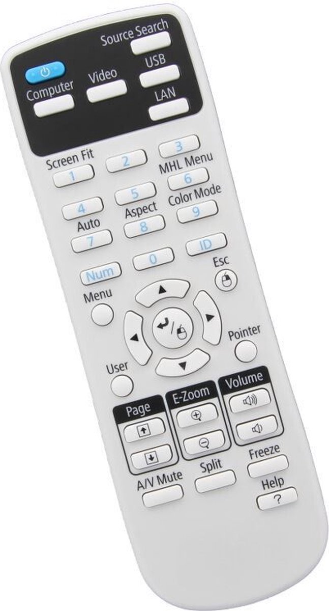 Afstandsbediening geschikt voor de EPSON H619C beamer, vervangt 2155721 / 215572100