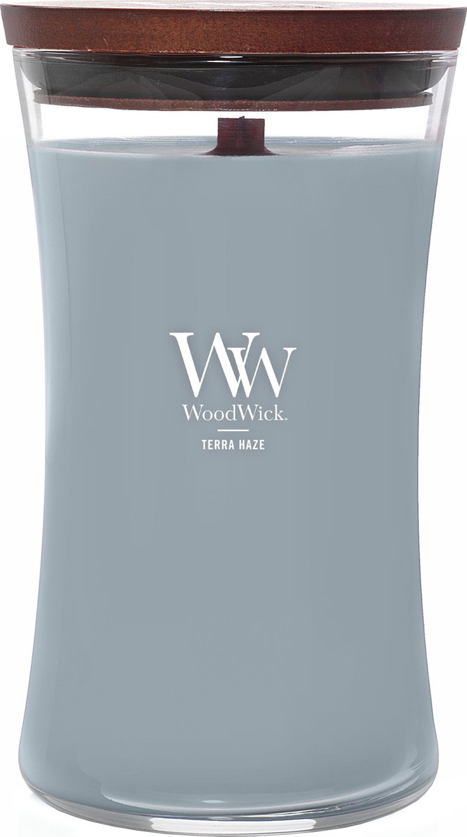 WoodWick Hourglass Large Geurkaars - Terra Haze - 130 branduren Blauw