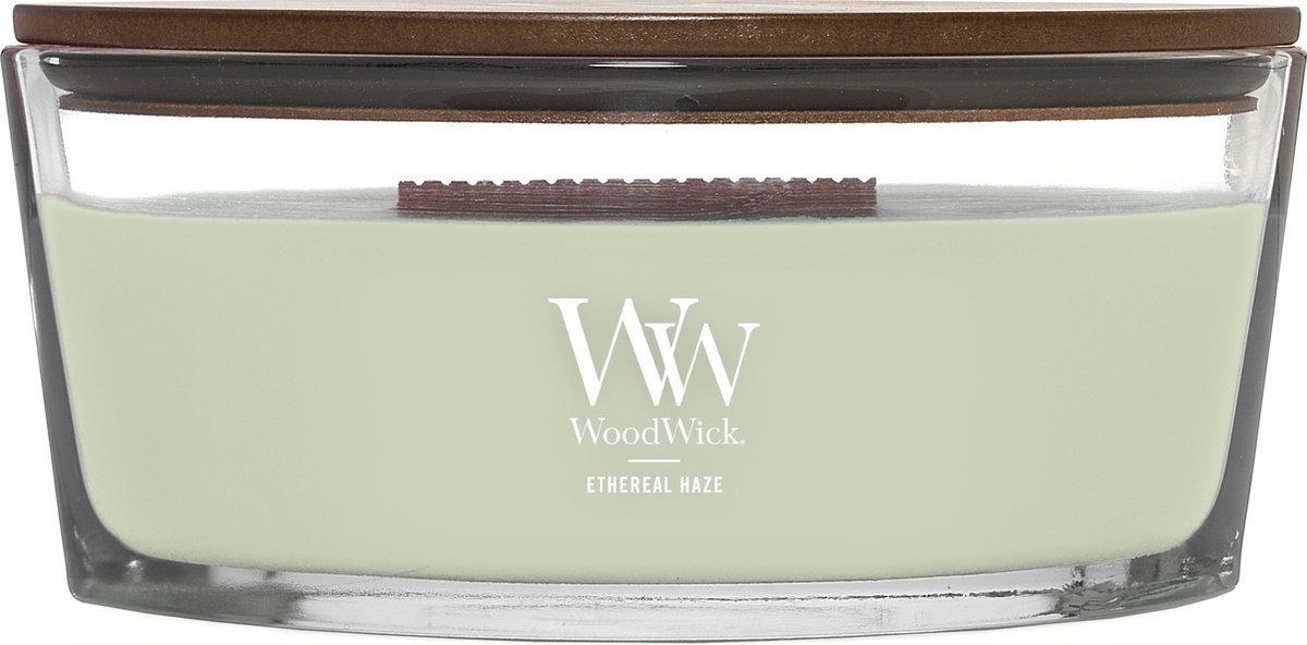 WoodWick Heartwick Flame Ellipse Geurkaars - Ethereal Haze - 50 branduren Groen