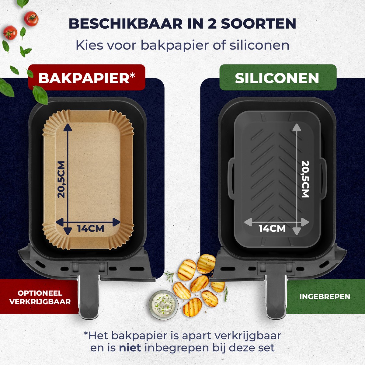 Fentic Airfryer Accessoires - Geschikt voor Dual Airfryers - Voor Ninja Foodi Max Dual Zone AF300EU AF400EU – 7.6L tot 9.5L - Met Airfryer Siliconen Bakje (2 stuks) — afbeelding 7