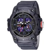 Heren Horloge Grijs klok kast- Grijze rubber band | Smael | Waterdicht 50M|Glow in dark | SE8007 | Mud Master | Leger | Army | Blauw/Zwart | Grof | Licht | Rubberen band | Timer | Eyecatcher | Master| Cadeau | BIGBANG | kado|