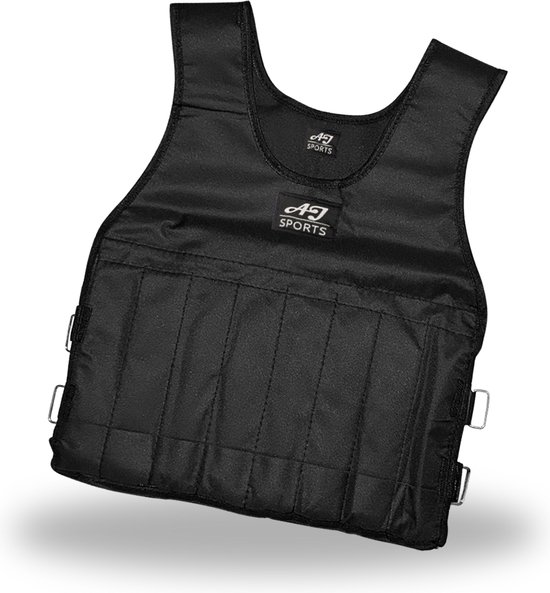 AJ-Sports Verstelbaar Gewichtsvest 15kg - Gewichtsvesten - Weight vest - Gewichten - Krachttraining & Crossfit Trainingsvest - Hardlopen - Cardio - Calisthenics - Fitness - Zwart - Geschikt vanaf maat M / L