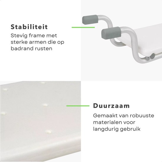 Badstoel voor Senioren - Badstoeltje - Stoel voor in Bad - Badzitje Volwassenen - Anti-Slip Revalidatie - Metaal & Kunststof - Inclusief EBOOK — afbeelding 4