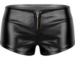 Lederen booty short vrouwen - Lage taille - Latex wetlook - Ritssluiting - Erotisch en sexy