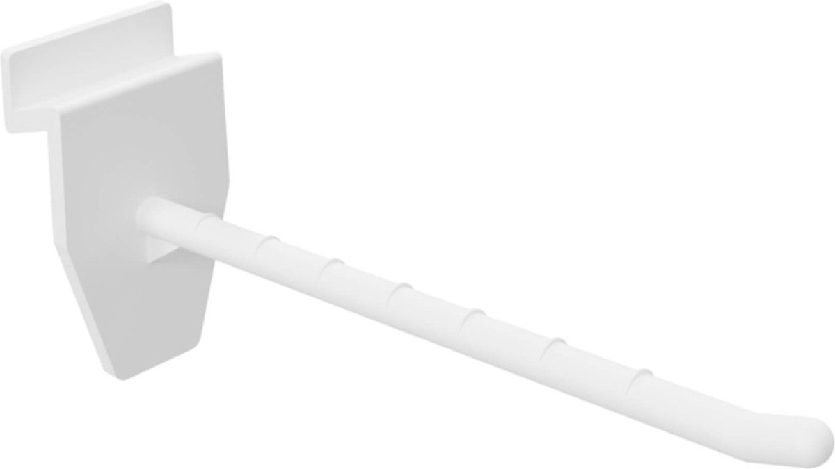 Lamellenwand Blisterhaak - 10 cm - Enkel - Wit - Kunststof Slatwall Displayhaak
