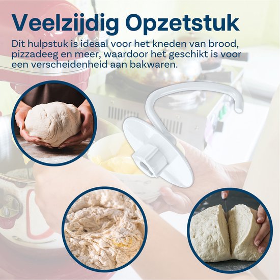 Roestvrijstalen 3-Delige Accessoireset voor KitchenAid 4,5-5 Quart Tilt-Head Stand Mixers Artisan & Classic Series van MMOBIEL - K45 6-Draads Garde, Platte Mixer en Deeghaak – Vaatwasmachinebestendig