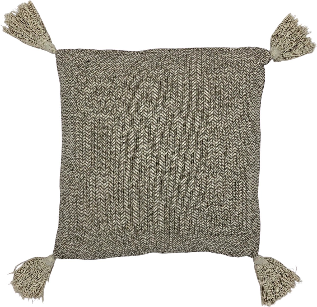 Lavandoux - Sierkussen - Kussen met Kwastjes - Taupe - 45 x 45 cm