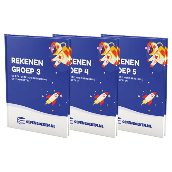 Groep 3 t/m 5 Rekenen - Middenbouw - Gegarandeerd betere schoolresultaten - Plussommen - Minsommen - Redactiesommen - Verhaaltjessommen - Klokkijken - Rekenen met Maten - Oefenboeken.nl
