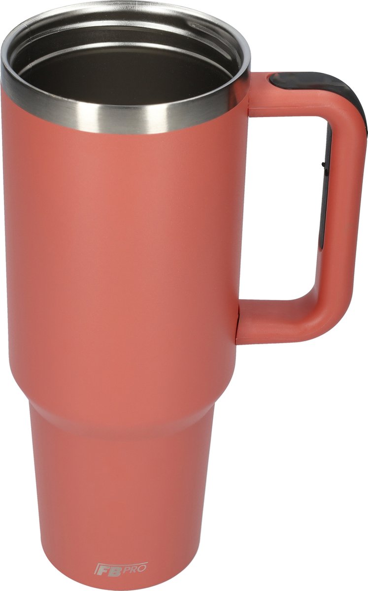 Thermos drinkbeker tumbler 1.2L met handvat en rietje - Vacuüm geïsoleerde drinkfles - Dubbelwandige waterfles - Koffiebeker - Travel mug - Thermosbeker to go - Thermoskan ideaal voor warm en koud weer - 1200 ML - Rood – foto 3