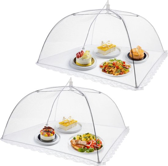 Vliegenkappen - Vliegenkapjes Opvouwbaar 2 Stuks - Vliegenkap - Flystopper - Foodcover - Pop Up Insecten Net - Vliegenafdekkapjes/Insectenkapjes - Voor Barbecues, Picknicks En Binnenshuis - Bescherming Tegen Vliegen En Wespen - 35 x 35x 22 Cm